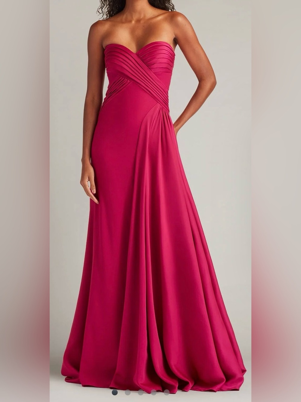 NEW Tadashi Shoji Cassera Strapless New Fuchsia Pink Draped Strapless Gown Sz 4